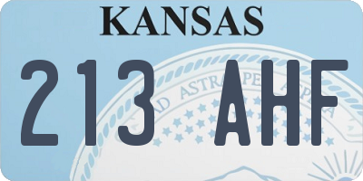 KS license plate 213AHF