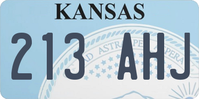 KS license plate 213AHJ