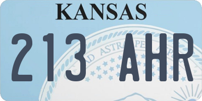 KS license plate 213AHR