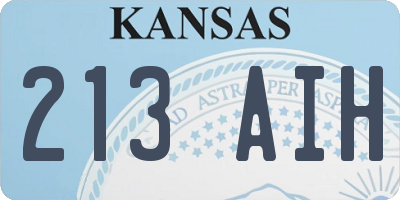 KS license plate 213AIH