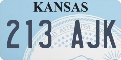 KS license plate 213AJK