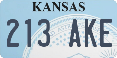 KS license plate 213AKE