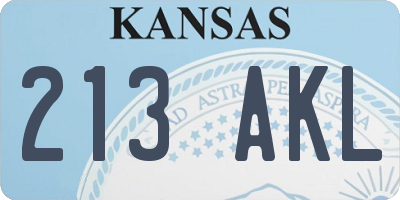 KS license plate 213AKL