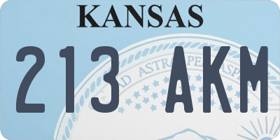 KS license plate 213AKM