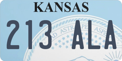 KS license plate 213ALA