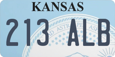 KS license plate 213ALB