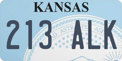 KS license plate 213ALK