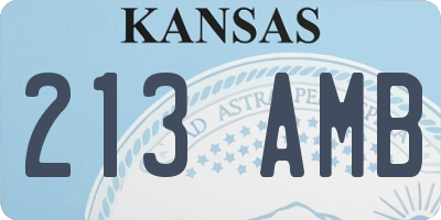 KS license plate 213AMB