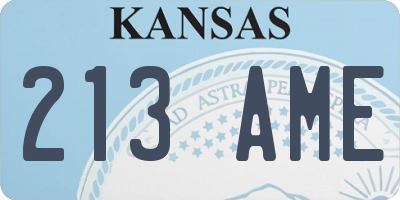 KS license plate 213AME