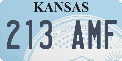 KS license plate 213AMF