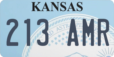 KS license plate 213AMR
