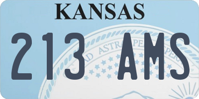 KS license plate 213AMS