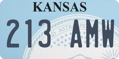 KS license plate 213AMW