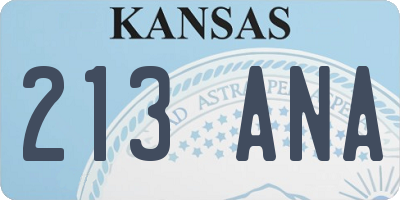 KS license plate 213ANA