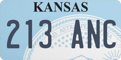 KS license plate 213ANC