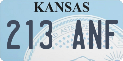 KS license plate 213ANF