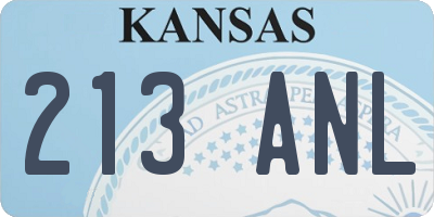 KS license plate 213ANL