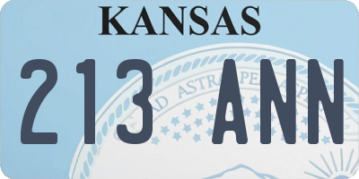KS license plate 213ANN