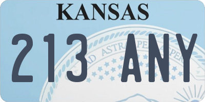 KS license plate 213ANY