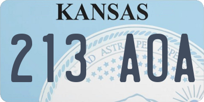 KS license plate 213AOA