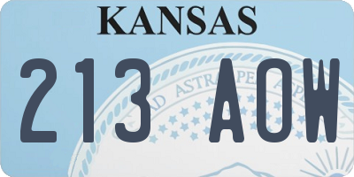 KS license plate 213AOW