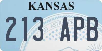 KS license plate 213APB