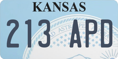KS license plate 213APD
