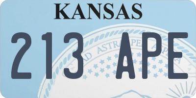 KS license plate 213APE