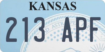 KS license plate 213APF
