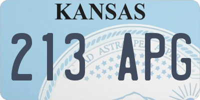 KS license plate 213APG