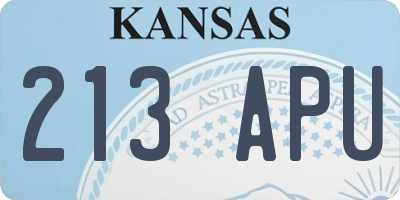 KS license plate 213APU