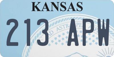 KS license plate 213APW