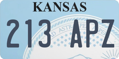 KS license plate 213APZ
