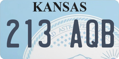 KS license plate 213AQB