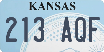 KS license plate 213AQF