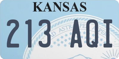 KS license plate 213AQI