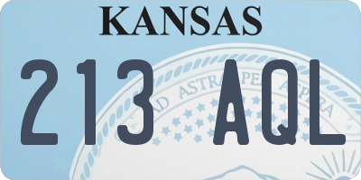 KS license plate 213AQL