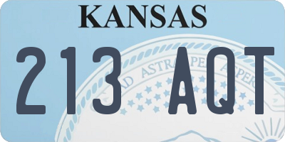 KS license plate 213AQT
