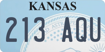 KS license plate 213AQU