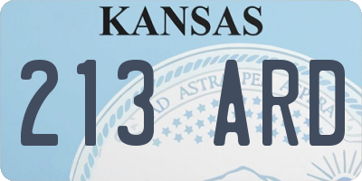 KS license plate 213ARD