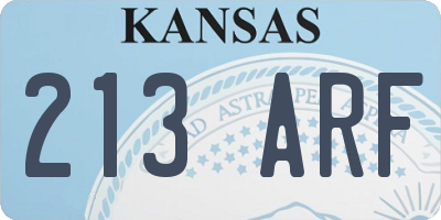 KS license plate 213ARF