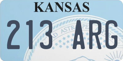 KS license plate 213ARG