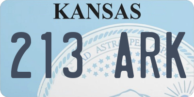 KS license plate 213ARK