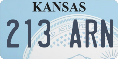 KS license plate 213ARN