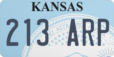 KS license plate 213ARP