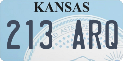 KS license plate 213ARQ