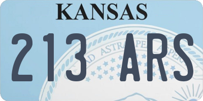 KS license plate 213ARS