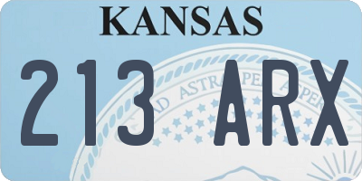 KS license plate 213ARX