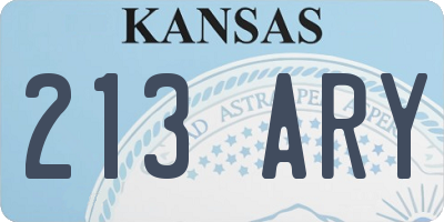 KS license plate 213ARY