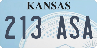 KS license plate 213ASA